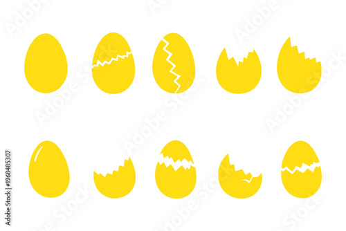 Easter egg icon, vector. Broken Easter egg. Ester eggs shell. Egg shell and egg icon set. Cracked egg vector illustration.