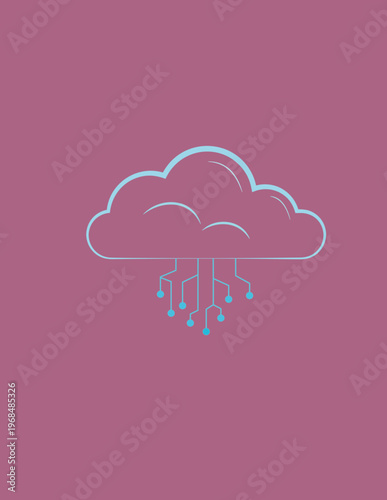 Cloud Computing Network Concept with Data Connection Minimal Line Technology Background.
