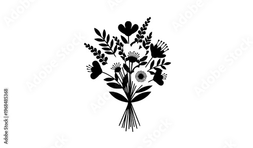 Flat Wildflower Bouquet Illustration – Floral Nature Vector Design Set