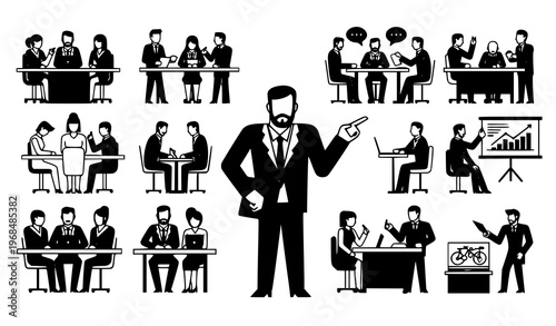 Flat Business People Illustration – Corporate Team Characters Vector Set