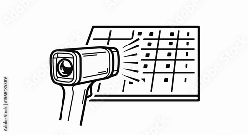 A thermal imager scans a grid of cells, illustrating heat detection