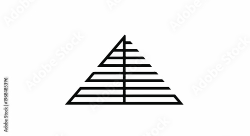 Abstract layered pyramid with horizontal lines and a vertical line