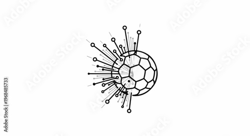 Abstract spherical object with radiating lines and connection points