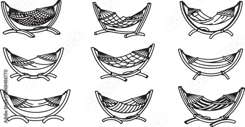 Nine different styles of folded paper cranes with intricate patterns Vector