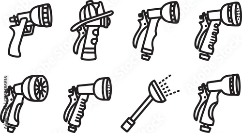 A collection of simple line drawings of various types of scissors Vector