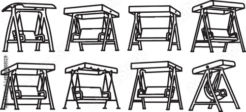 Various styles and designs of wooden stools and chairs Vector