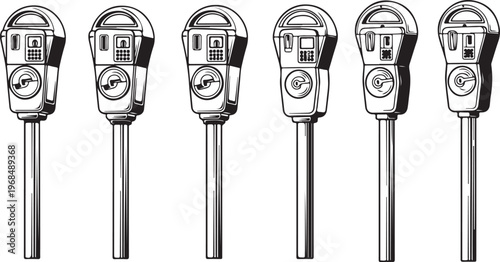 Collection of vintage-style clocks with roman numerals and pendulums Vector