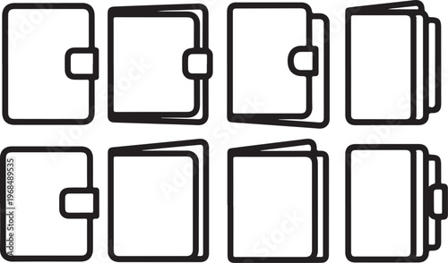 Nine black and white icons displaying the number nine in different fonts and styles Vector