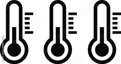 Set of thermometer icons representing different temperature levels