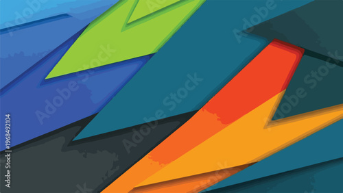 Colorful, layered geometric shapes forming an abstract design