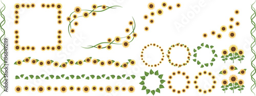 ひまわりのフレームと装飾セット