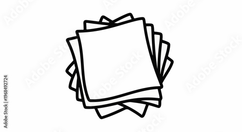 Stack of blank white sheets of paper with black outline