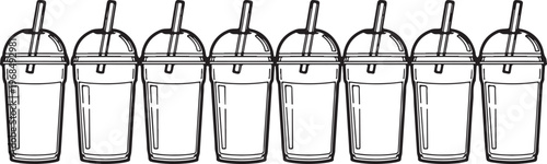 A row of empty glass bottles with corks and labels aligned neatly Vector