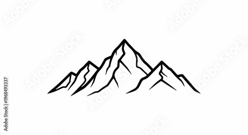 Stylized line art illustration of a mountain range with sharp peaks and jagged slopes