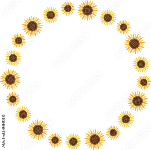 ひまわりの円形フレーム