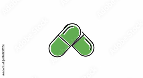 Two green capsules overlapping, one larger than the other