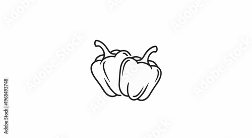 Two line art bell peppers shown in outline against a white background