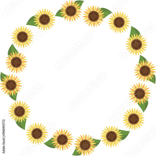ひまわりの円形フレーム