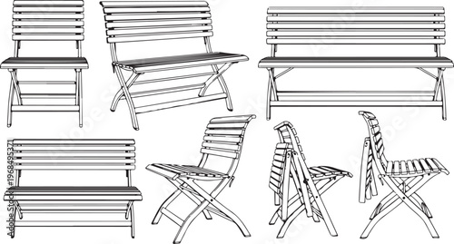 Diagrams showing different types of furniture construction and frame designs Vector