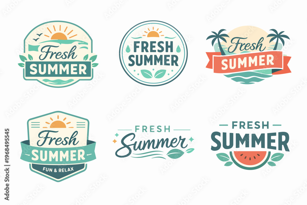 Obraz premium Fresh summer concepts with labels, logos, and banners offering design elements for vacation and tourism promotions