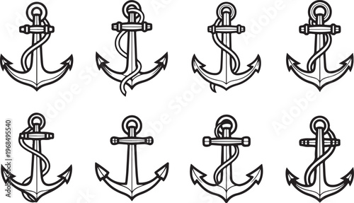 Illustrations of eight different types of traditional padlocks Vector