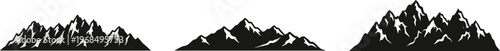 mountain landscape silhouette illustration set, nature peak range alps terrain outdoor scenery adventure travel mountain range vector silhouette illustration isolated on transparent background