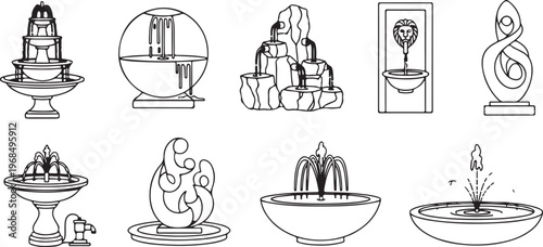 Various historical and cultural artifacts depicted in simple line drawings Vector