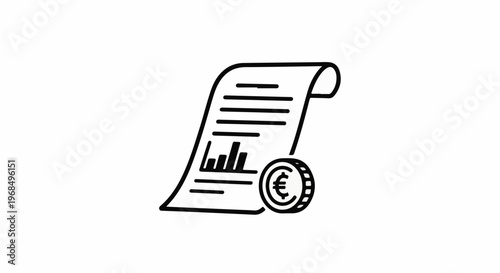 A stylized icon depicting a financial receipt with a euro coin