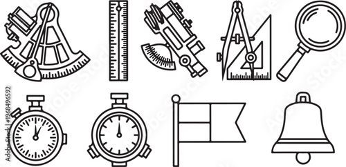 Vintage tools and devices for measuring and drawing Vector
