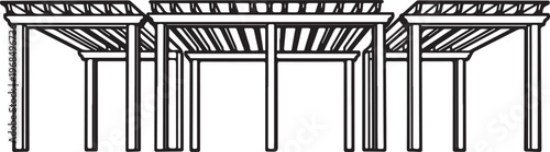 Diagram of a multi-span beam bridge with detailed support structure Vector