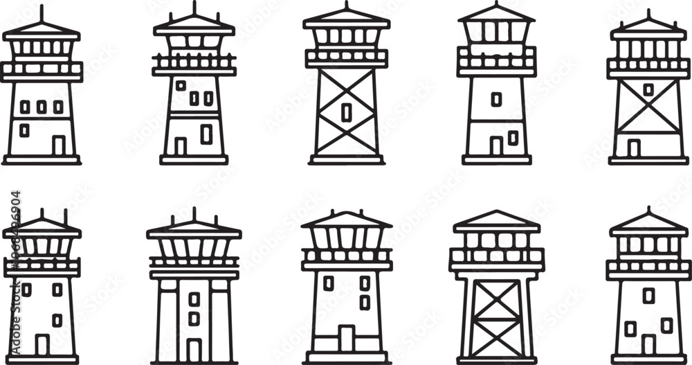 Obraz premium Black and white architectural sketches of traditional houses and buildings Vector