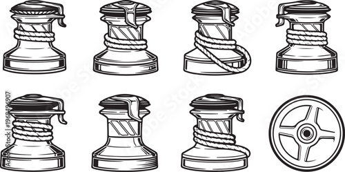 Various types of mechanical fasteners including bolts and nuts Vector