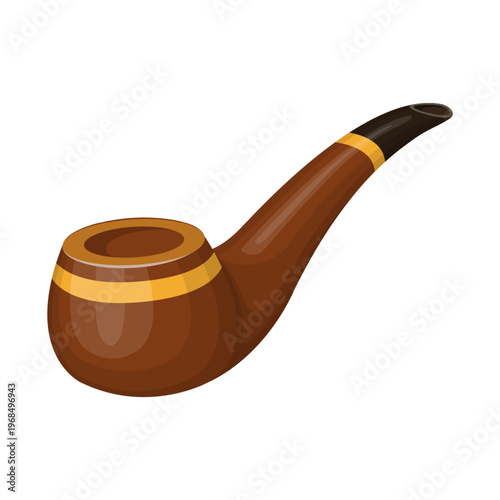 Cartoon Cute Wooden Smoking Pipe Vector Illustration