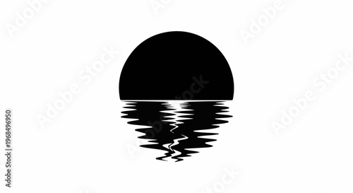 Black semicircle reflecting in rippled water