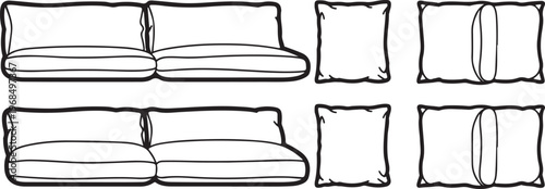 Hand-drawn sketches of a box design with varying lid and side perspectives Vector