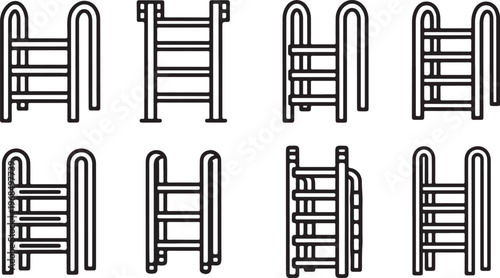Black and white line drawings of various chairs in different styles Vector