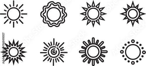 Simple illusrations of various common symbols and icons with circular designs Vector
