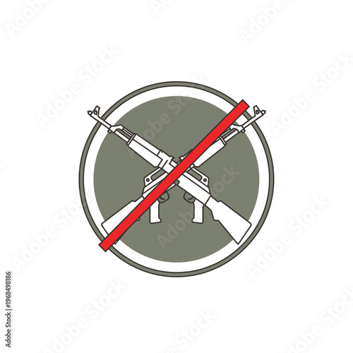 No Guns Icon, Crossed Rifles with Red Slash, Peace Symbol, Stop Violence