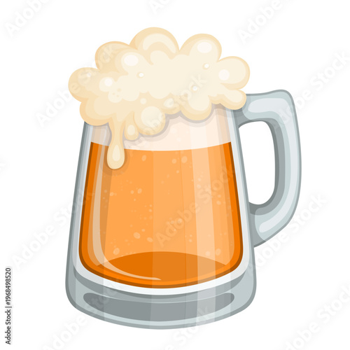 Cute Cartoon Frothy Beer Glass Mug Vector Illustration