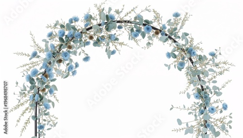 Elegant Floral Arch with Blue Flowers and Greenery Decoration