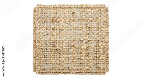 Textured square raffia fringe placemat on black background