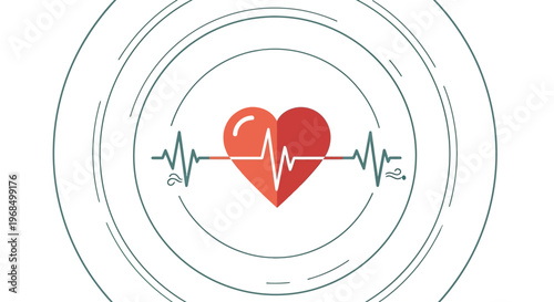 Healthy Heartbeat Pulse and ECG Line with Heart Icon