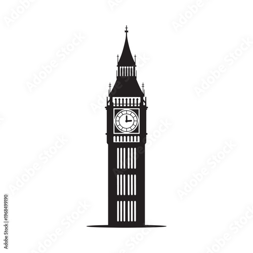 A striking black silhouette of the iconic big ben clock tower
