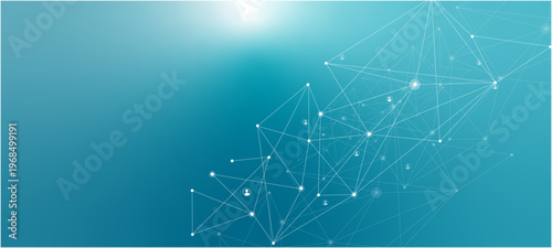 Network connection. Abstract mesh, molecular plexus line and cyberspace. abstract blue background with stars