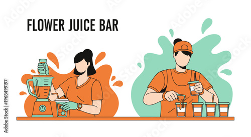 Healthy Juice Bar: People Making Fresh Juice and Smoothies