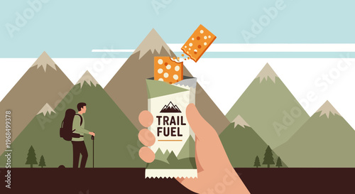 Healthy Trail Fuel Snack Bar for Hiking Adventure in Mountains
