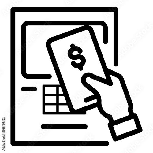 Cash Deposit ATM Line Icon