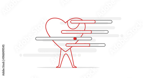 Heart Beat Progress Bar Icon Vector - Health Monitoring Concept