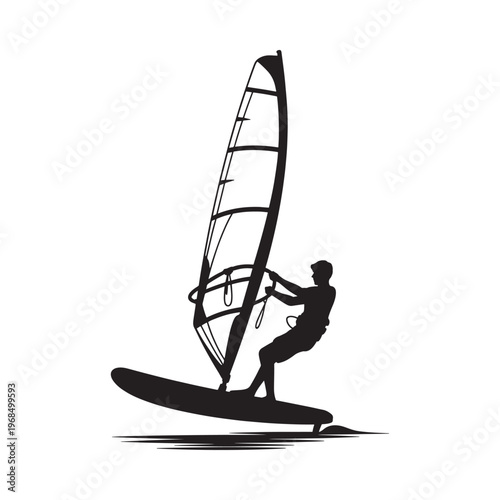 Silhouette of a windsurfer riding a wave a dynamic watersport scene