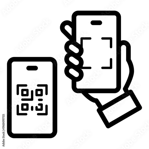 QR Code Phone Transfer Line Icon